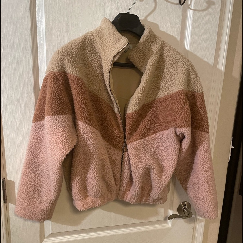 Fuzzy bomber jacket